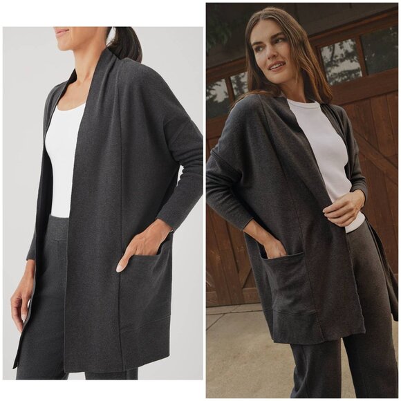 NWT Pact Airplane Cardigan Organic Cotton Dark Gray Pockets size L/XL Travel - Picture 1 of 13